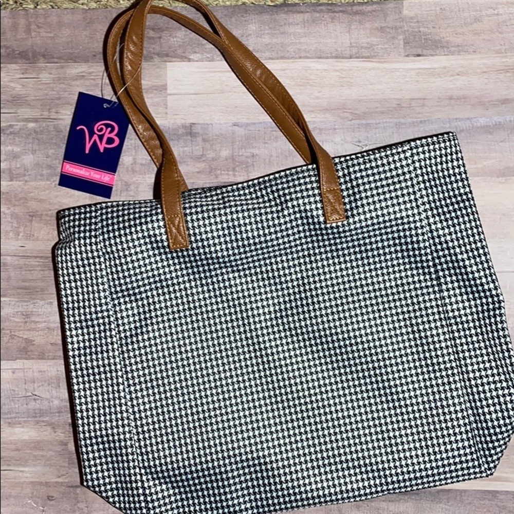 Houndstooth Print Tote Bag